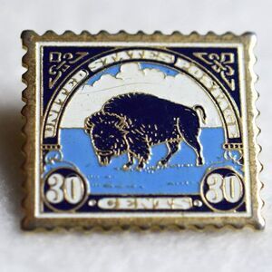 Vintage 80's American Buffalo 30 Cent Stamp Nostalgic Charming Lapel/Tie Tac Pin